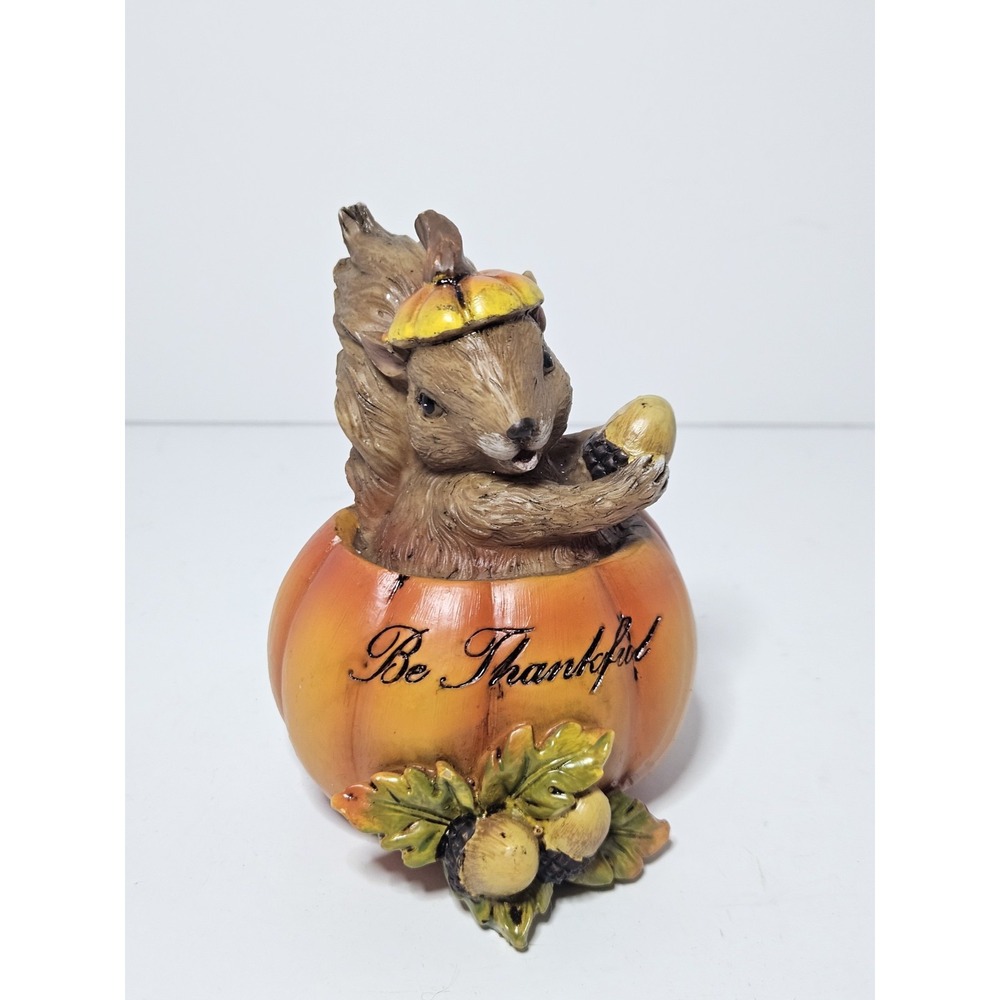 Ganz Harvest Be Thankful Squirrel Pumpkin Figurine Fall Thanksgiving Decor